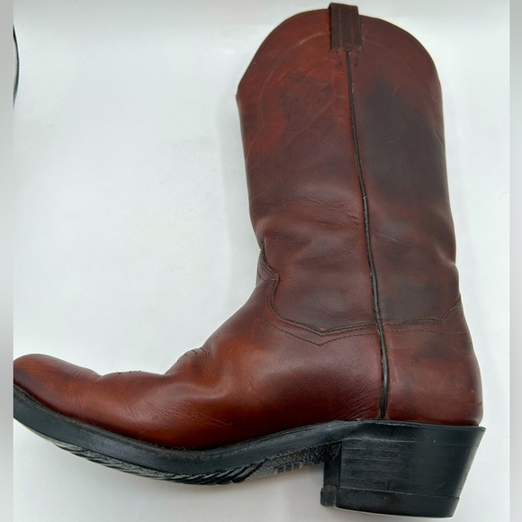 Vintage Men’s Panhandle Slim Brown Leather Cowboy Western Rancher Pull On Boots - Picture 8 of 14